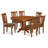 7 Piece Dining Set Consist of an Oval Dining Room Table with Butterfly Leaf and 6 Linen Fabric Kitchen Chairs, Saddle Brown-1429763462