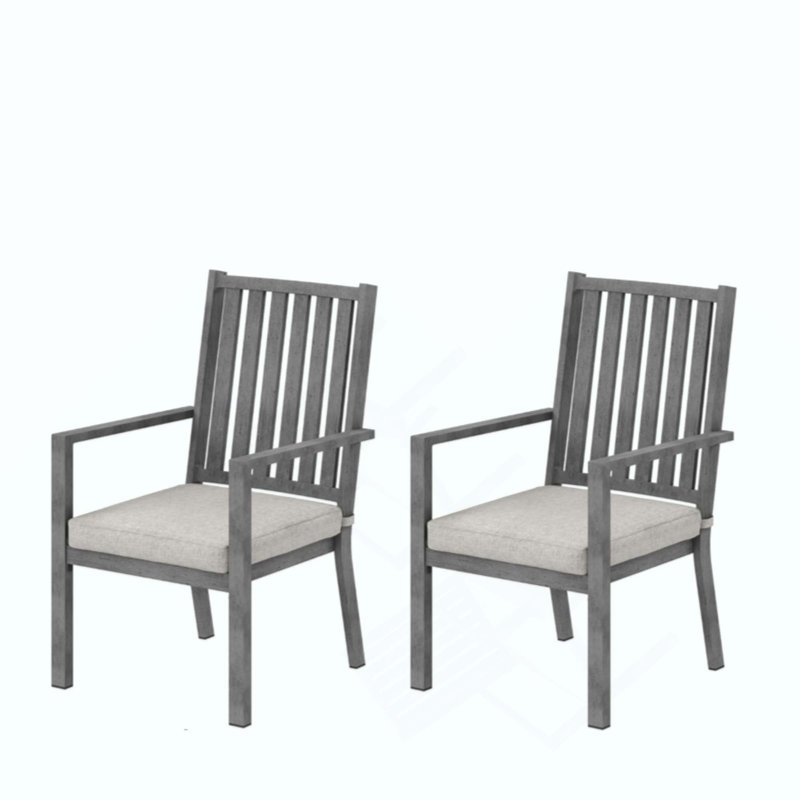 Ensemble de 2 chaises de patio en aluminium toutes saisons avec coussins et structure épais, 2, Gris