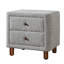 Table de chevet de chambre à coucher avec 2 tiroirs - Revêtement gris bouclé, tiroirs à cadre doux et incurvé, design moderne