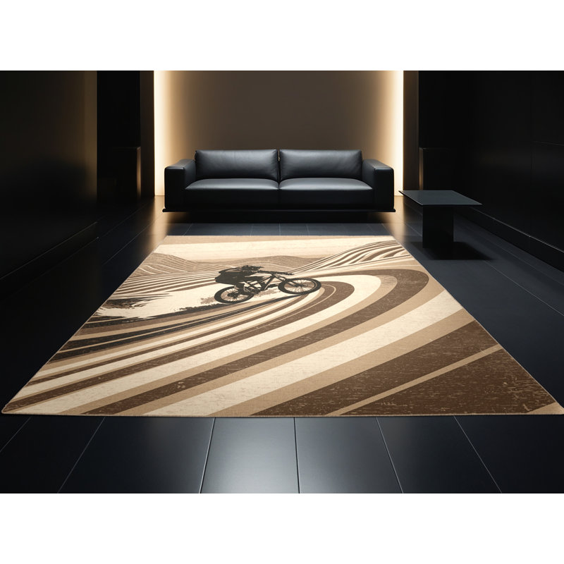 Tapis moelleux à rayures douces et moelleuses de style alpin alpin - reliure beige, 3 X 5