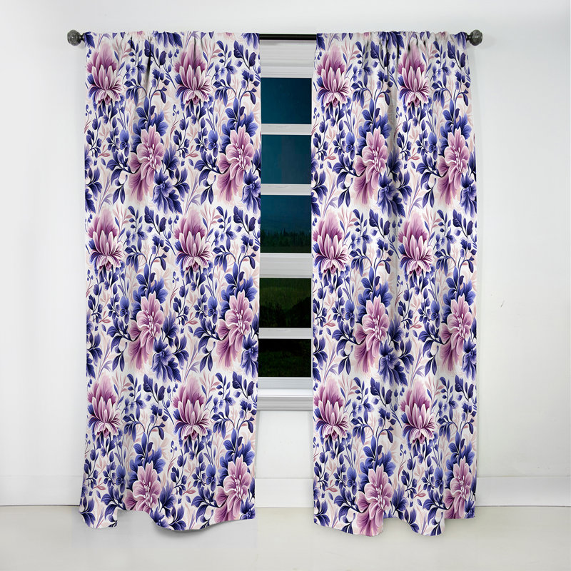 Moroccan Damask Poppies Intrigue - Rideau damassé - Rideau occultant damassé - 1 panneaux, L 52 po x L 108 po