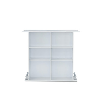 Rectangular Bar Table With 6 Shelves In White Gloss - Modern & Asset 6-shelf Dining High Finish Functional Elegant Decoration