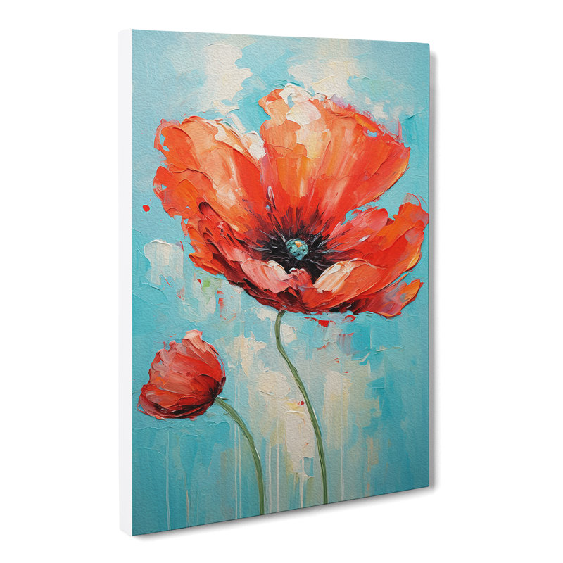 Poppy Flower Expressionism - Wrapped Canvas, 50cm H x 35cm W x 3cm D