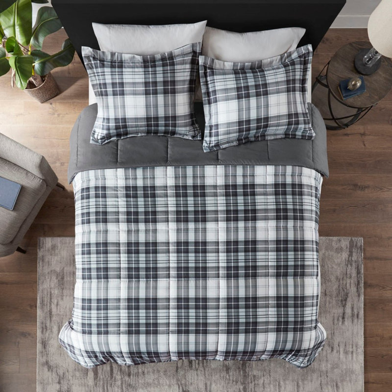Ensemble de literie toutes saisons en microfibre, tissu écossais classique pour la maison