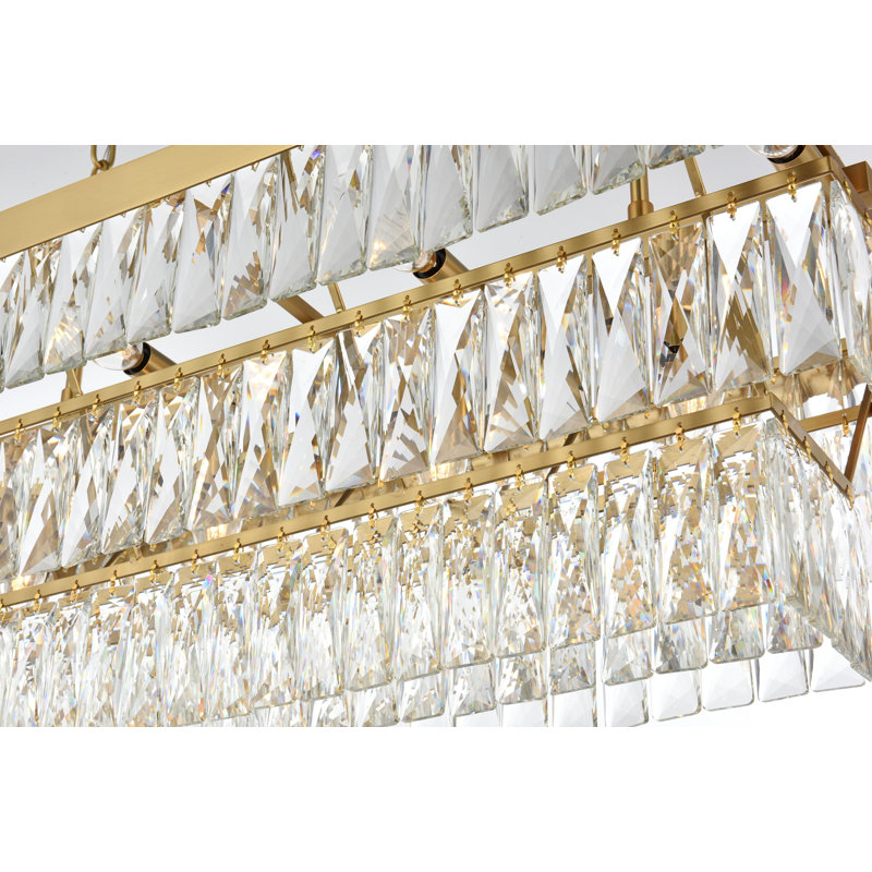 Iva 36 inch Rectangular Chandelier, Satin Gold