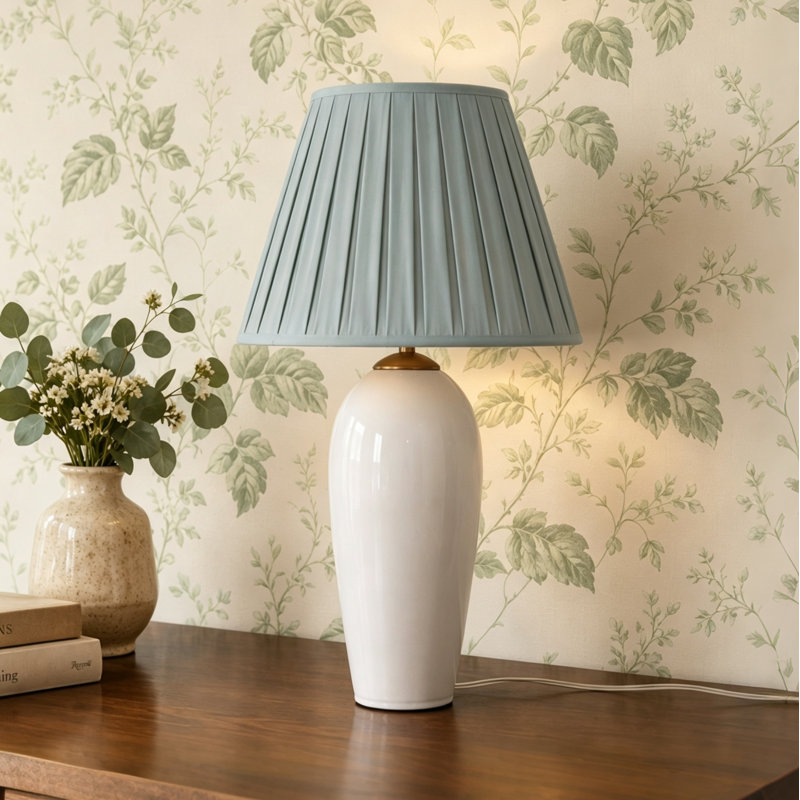 Ceramic Table Lamp, Bleu