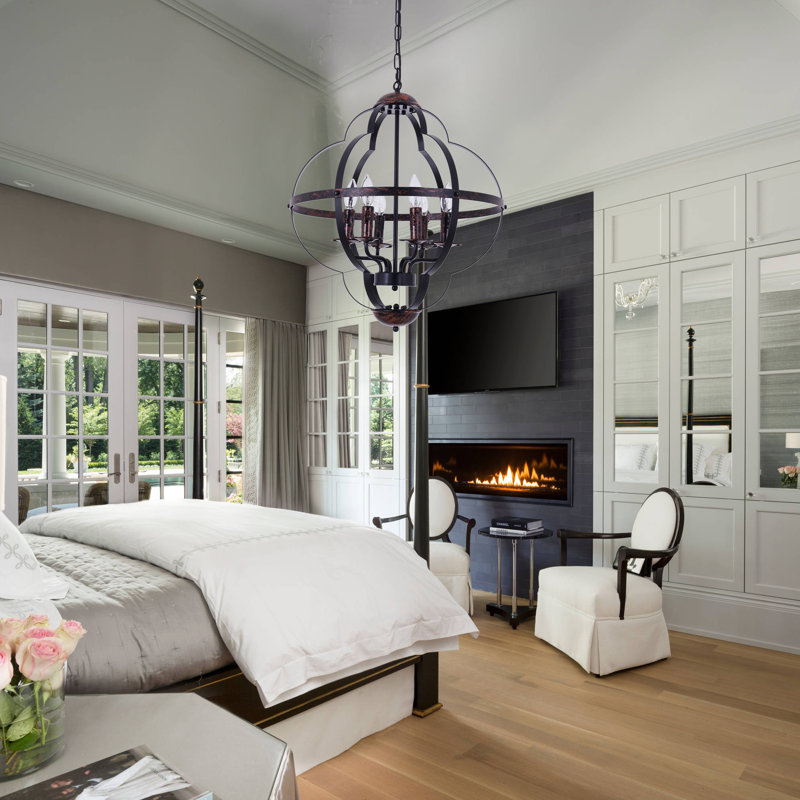 6-light Dimmable Geometric Chandelier