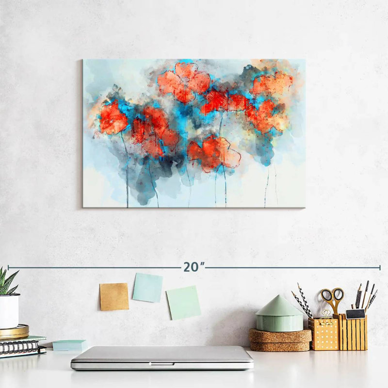 Coquelicots à motif floral abstrait Avery, H 8 po x l 12 po