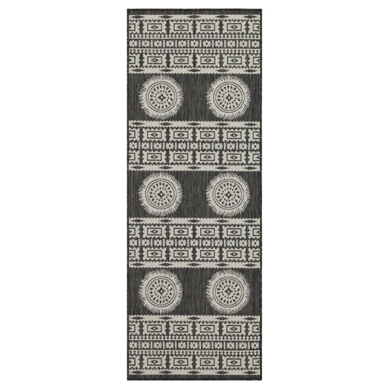 Sunshine GC_HAR2023 Anthracite 2 Ft. 7 In. X 7 Ft. 3 In. Indoor/Outdoor Area Rug, Runner 2'7" x 7'3"