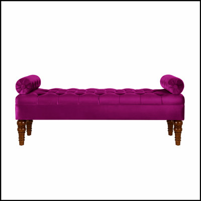 Velvet Long bed Bench for Bedroom,Upholstered Window Bench with Tufted Button,Entryway Bench,Bolster Bench for Living Room