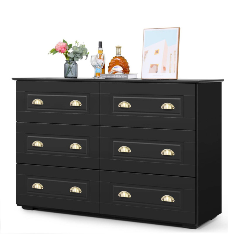 Commode double 6 tiroirs l 47,2 po Chalgrave, Noir
