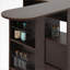 Armoires | Armoire de bar moderne à hauteur de comptoir rotative, 6 espaces de rangement, 2 portes en verre nervuré, brun noyer, pour le salon | Panneau de particules | Cuisine