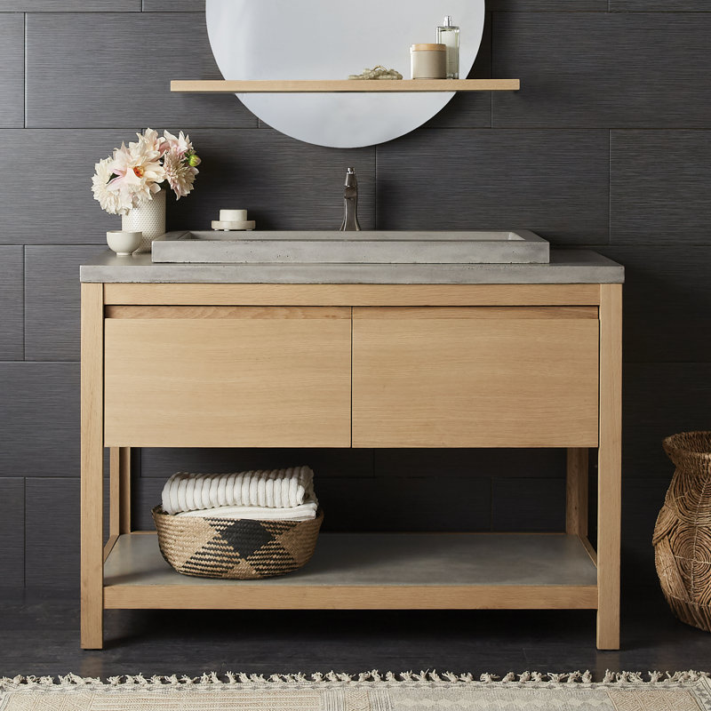 Solace 48" Single Bathroom Vanity Base Only, Sunrise Oak/Ash