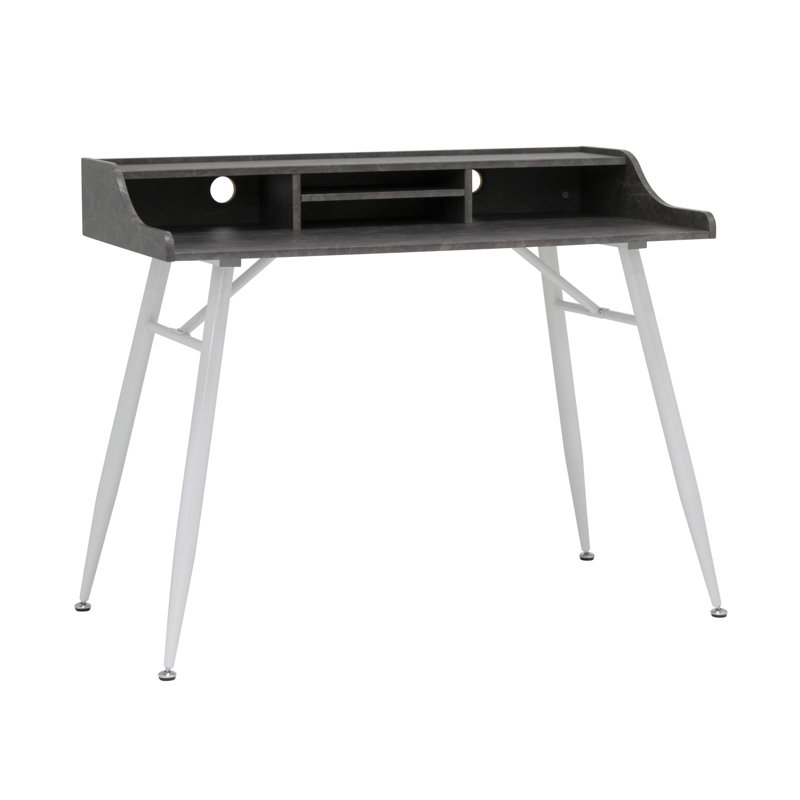 Haddan Metal Base Writing Desk, Gray/White