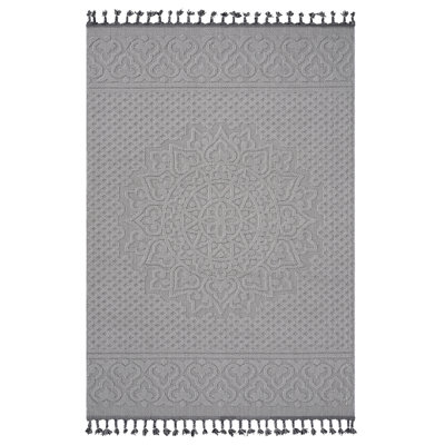 NAAR Guros Collection 4X6 White / Ivory / Medallion Indoor / Outdoor Area Rug