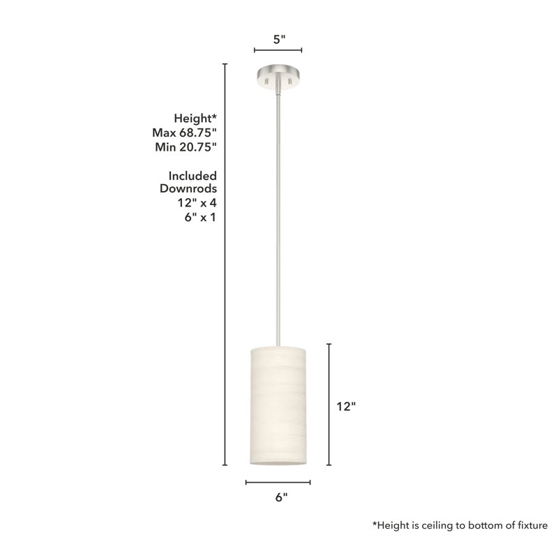 Chevron 1 - Light Single Cylinder Mini Pendant, Bleached Alder
