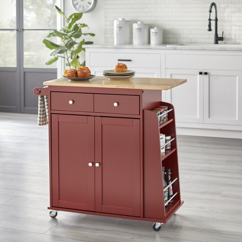 Ferraro Wood Kitchen Cart, Red