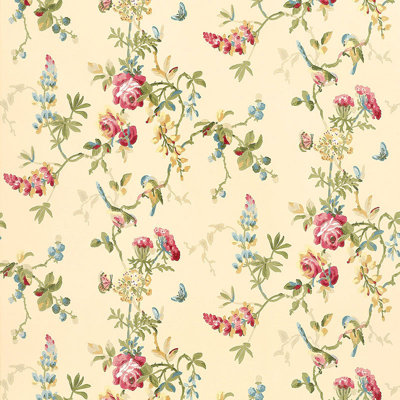 Chickadee Floral Wallpaper