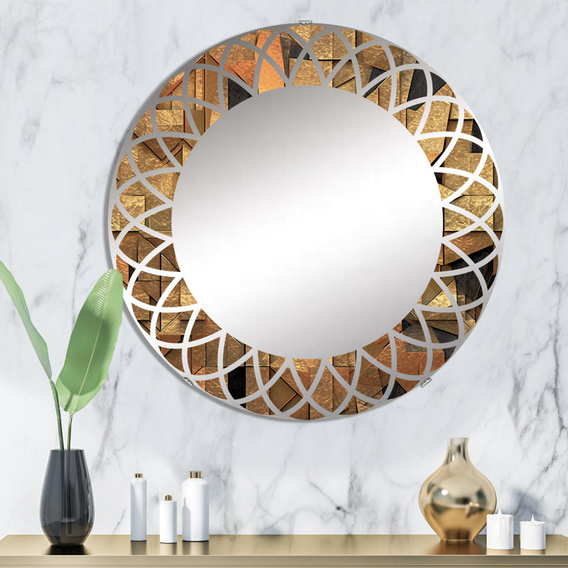 Garaciela - Miroir mural moderne rond, 32 po x 32 po