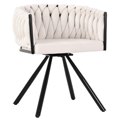 Tufted Metal Parsons Chair in Beige