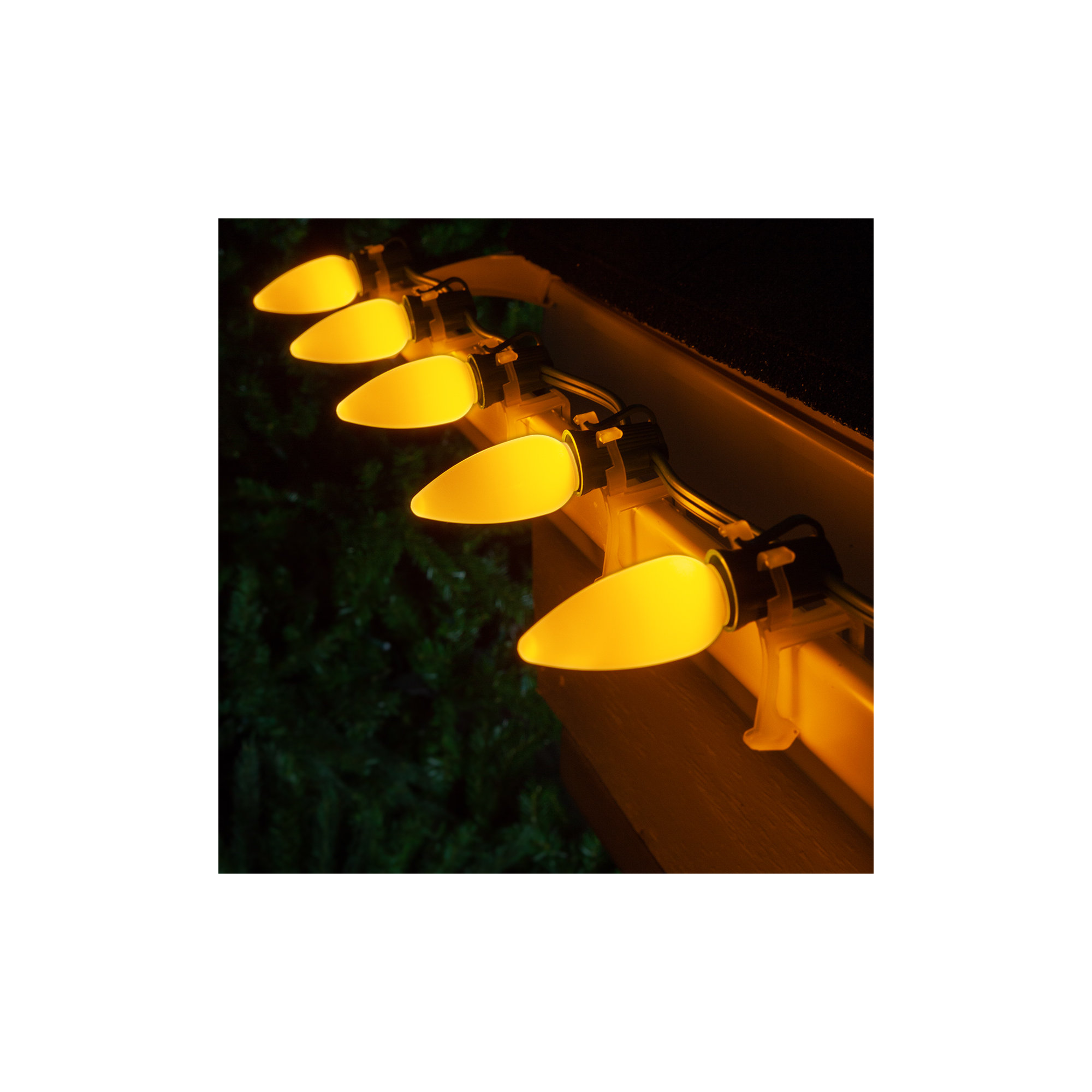 Shatterproof Smooth C9 OptiCore LED Christmas String Lights, 25, Gold