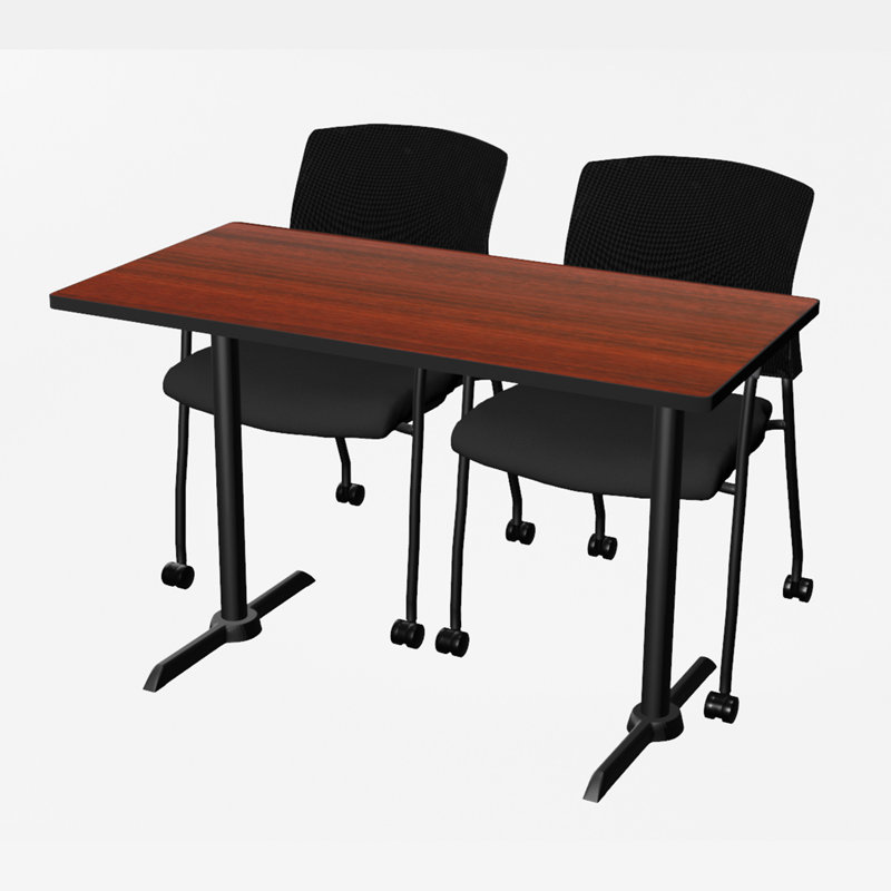 Base et table de formation Cain, H 29 po x L 48 po x l 24 po, Acajou, Noir