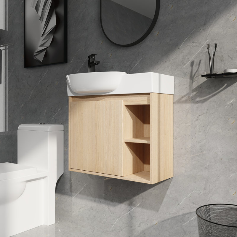 Meuble-lavabo moderne 26 po avec lavabo asymétrique