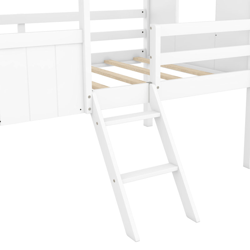 Lit simple avec fenêtres - une option de sommeil ludique et relaxante en bois des deux côtés pour un espace serein et paisible