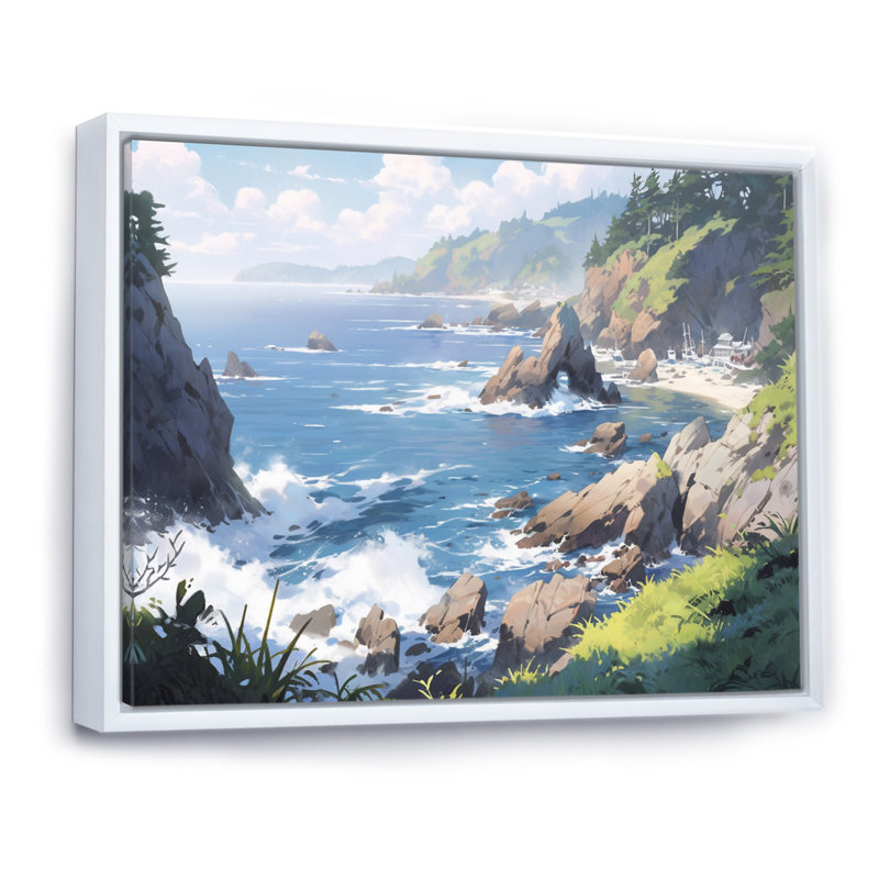 «Oceanic Escapes II», reproduction sur toile, H 16 po x l 32 po, Cadre flottant blanc