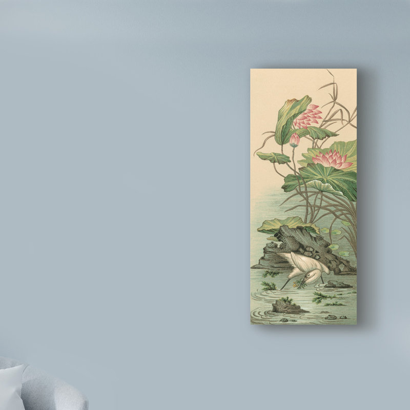 «Crane and Lotus Panel II» par Racinet, impression sur toile, H 19 po x l 8 po x P 2 po