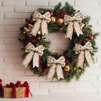 2 rouleaux de ruban de Noël à motif écossais en fil de coton de 216 pouces