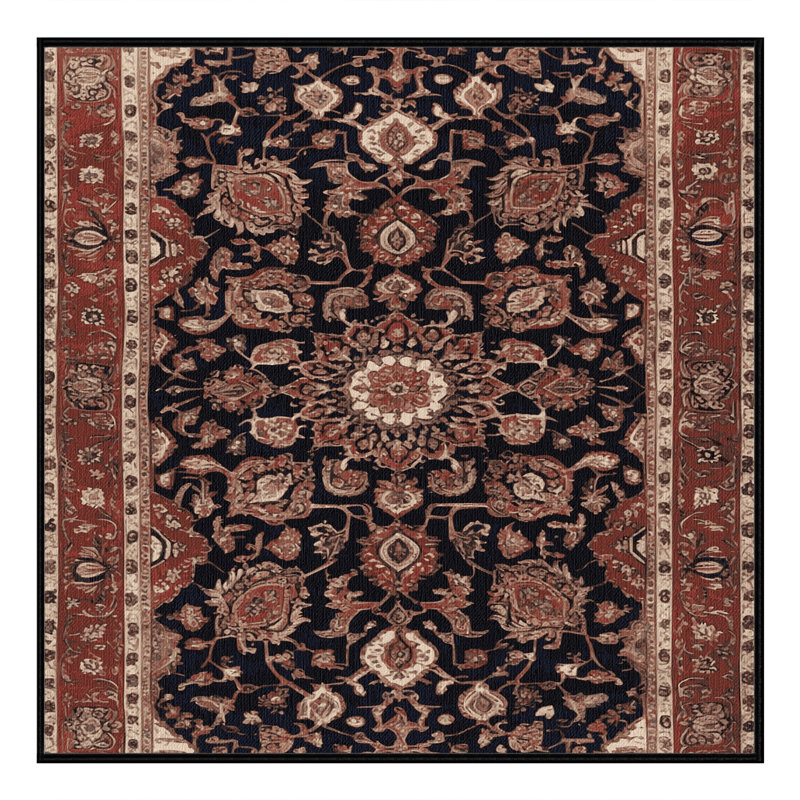 Machine Washable Persian Brown Area Rug, Carré 5 pi