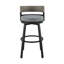 Tabouret de bar rotatif à hauteur de comptoir en aluminium et osier avec coussins gris Rikard-1332681107