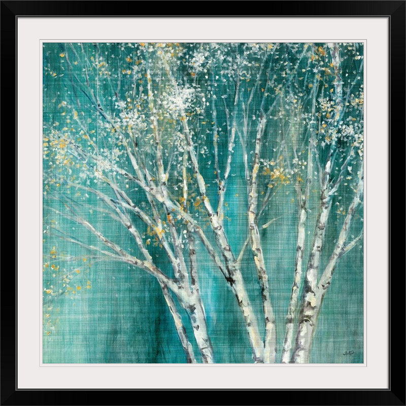 «Anjesa Blue Birch» par Julia Purinton, reproduction d'art, Cadre noir, H 28 x l 28 po x P 1 po