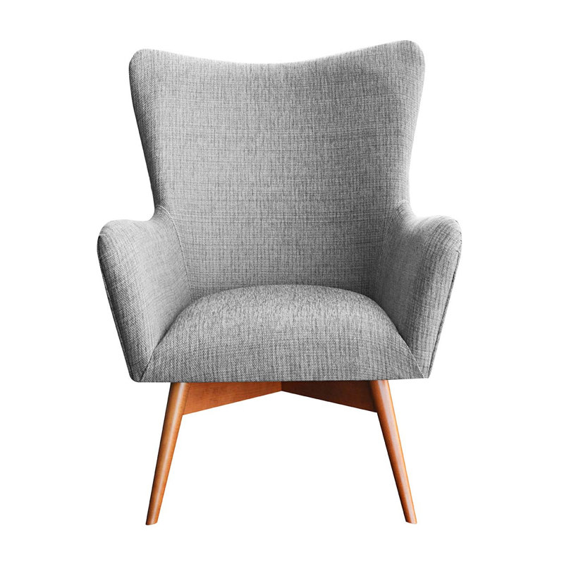 Wesley Upholstered Wingback Chair, Light Grey
