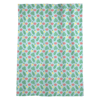 Panneau de rideau simple avec passe-tringle tropical floral