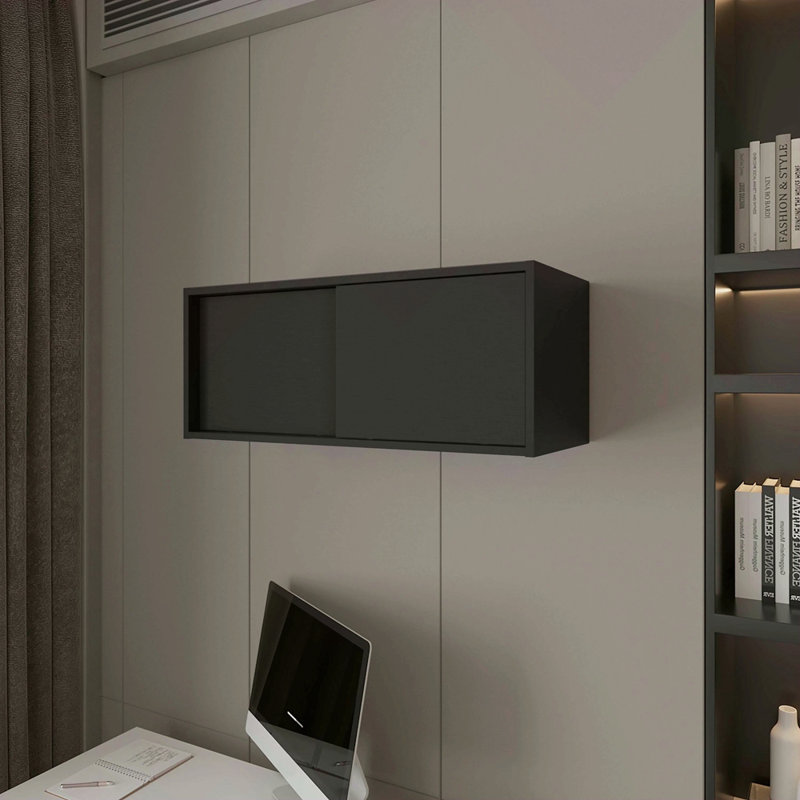 Armoire flottante avec porte coulissante, Noir