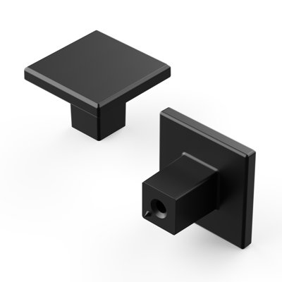 Heritage Designs Tempo Square Knob - 1-3/16" x 1-3/16" Cabinet Knob Matte Black - Contemporary Hardware for Drawers & Cabinets