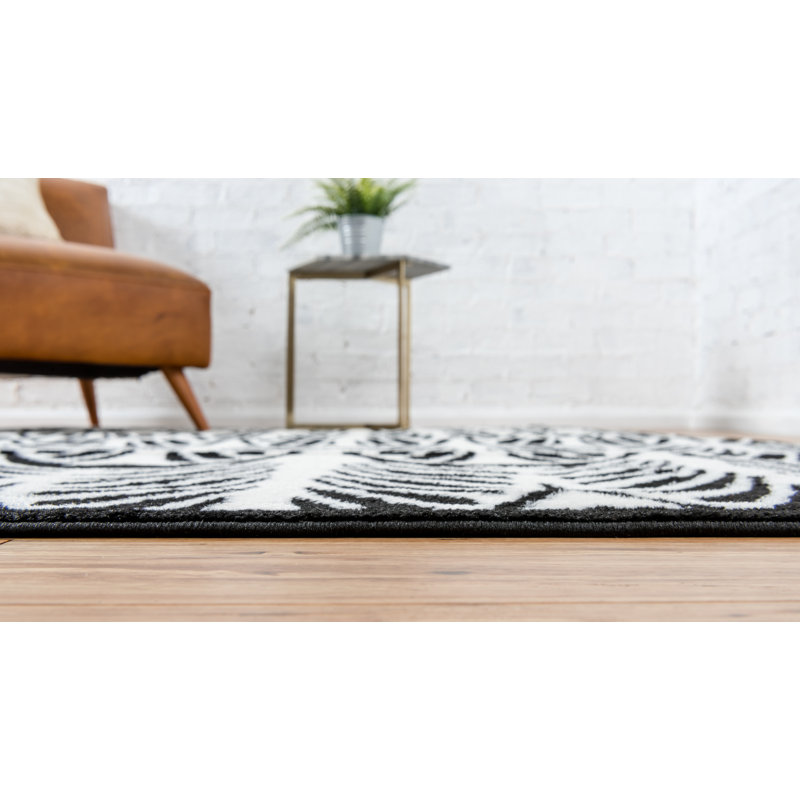 Tapis noir / ivoire Alhareth, Rectangle 5 pi 3 po x 8 pi