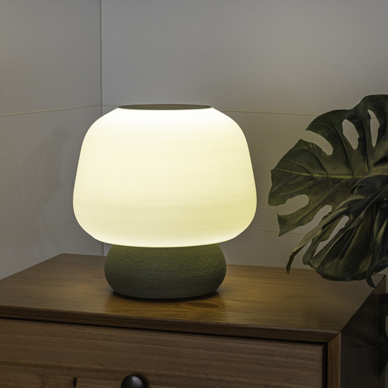 Mushroom 10" White and Light Pink 3D Printed LED Table Lamp