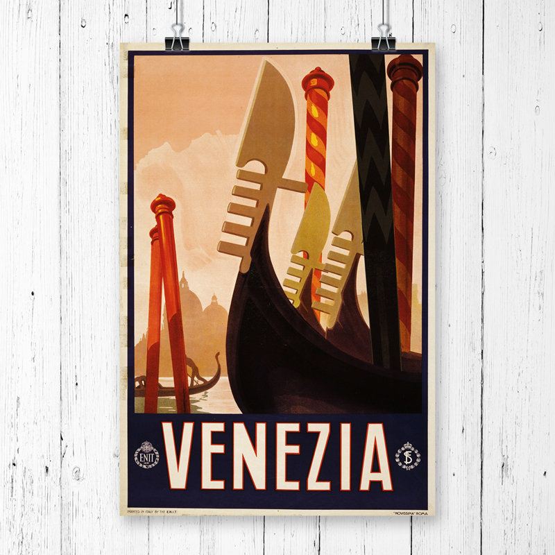 Vintage Travel Poster Venice Venezia - Frameless Print, 42cm H x 29.7cm W
