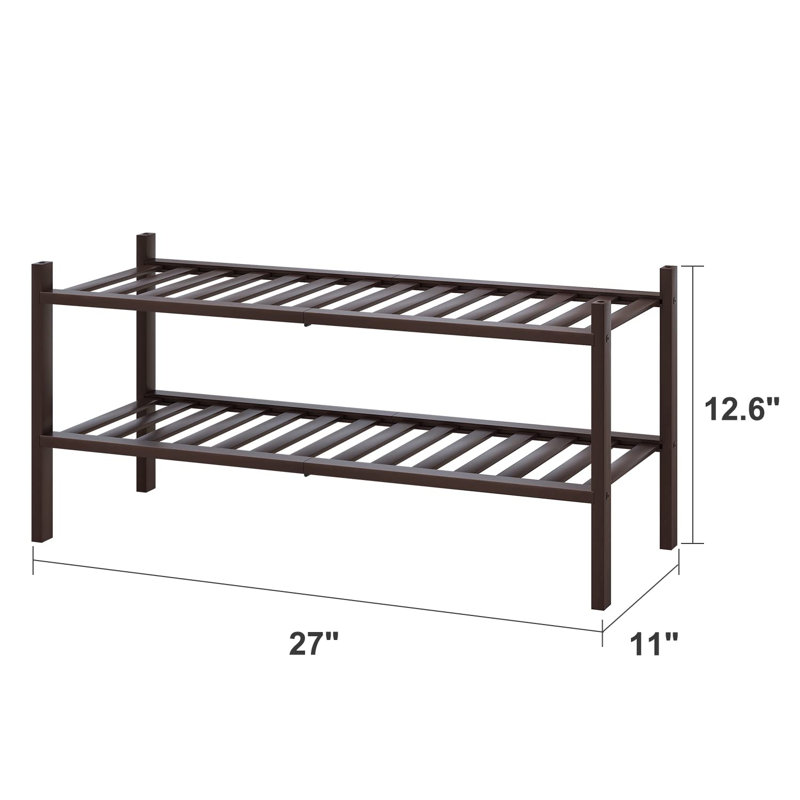 6 Pair Stackable Shoe Rack, Brown