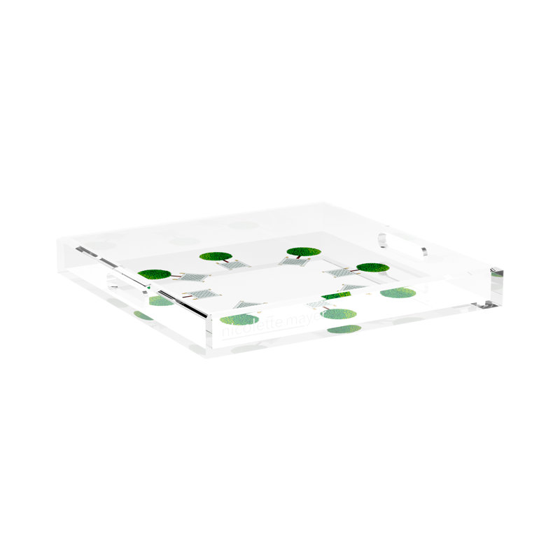 Timothy Corrigan Topiary Radial Acrylic Square Decorative Tray, 2" H x 15" W x 15" D