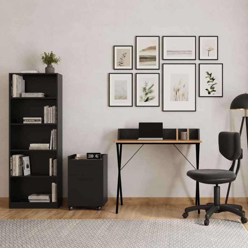 Multi-Purpose Wall-Mount Cabinet, Black, 15.8 x 22.0 x 15.8 inches | Coated Particle Board | Modern Industrial Design, Space-Saving Solution for Home or Office, Stylish and Functional Storage