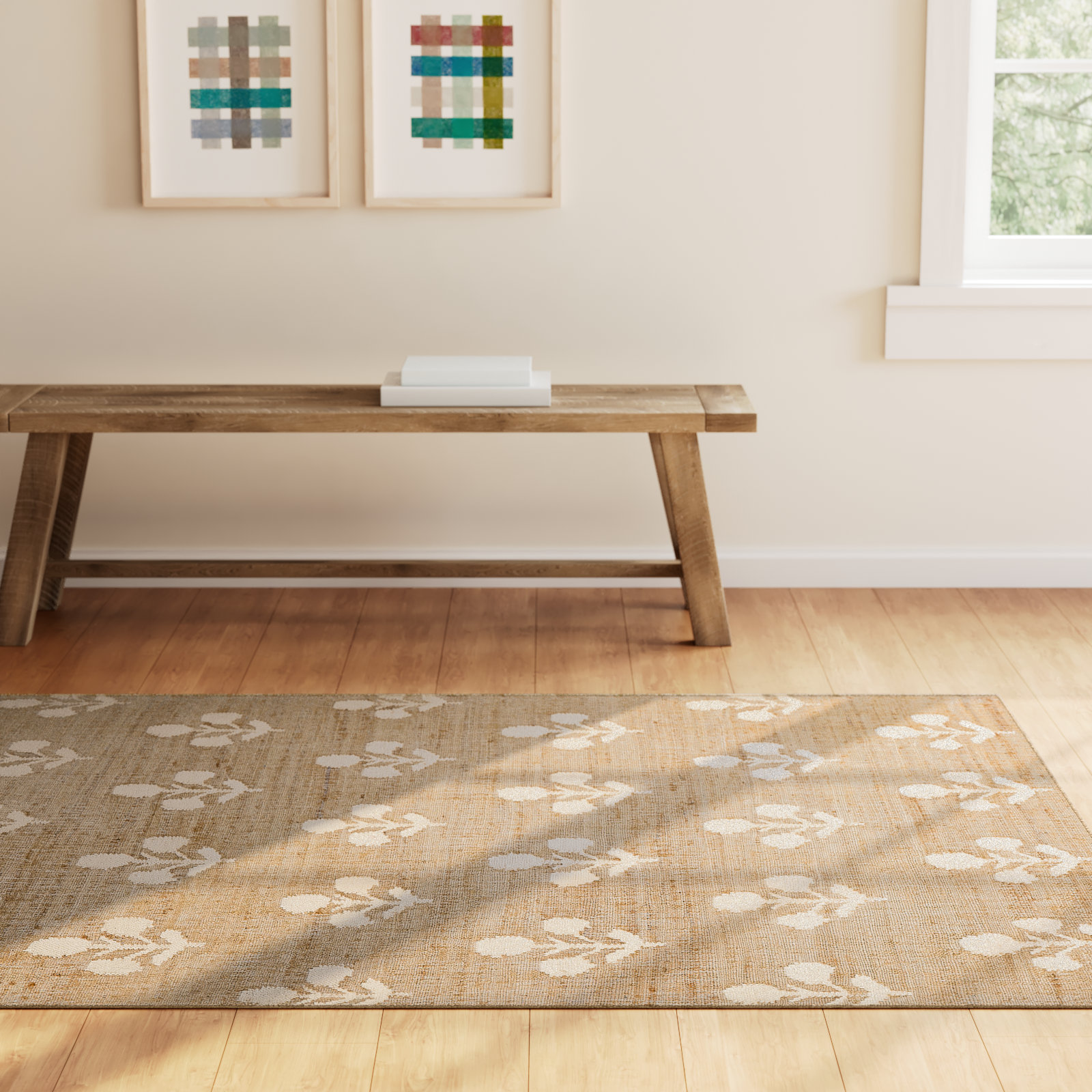 Orchard Natural Floral Jute Rug, Rectangle 5' x 8'