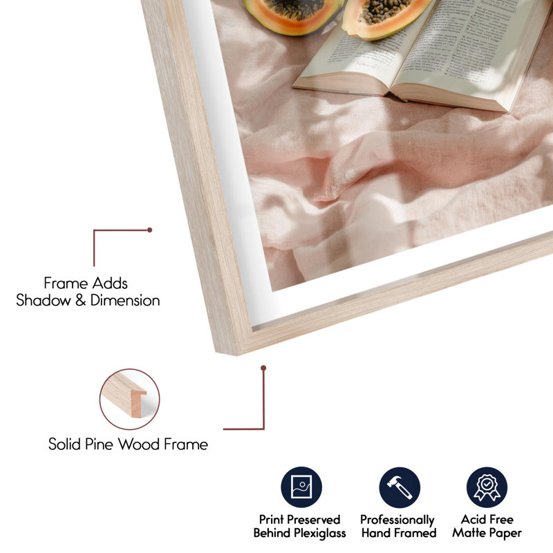 «Papaya Page Shadowbox Print Travel Art Prints» par Notoriart, H 37 po x l 25 po, Crème, crème