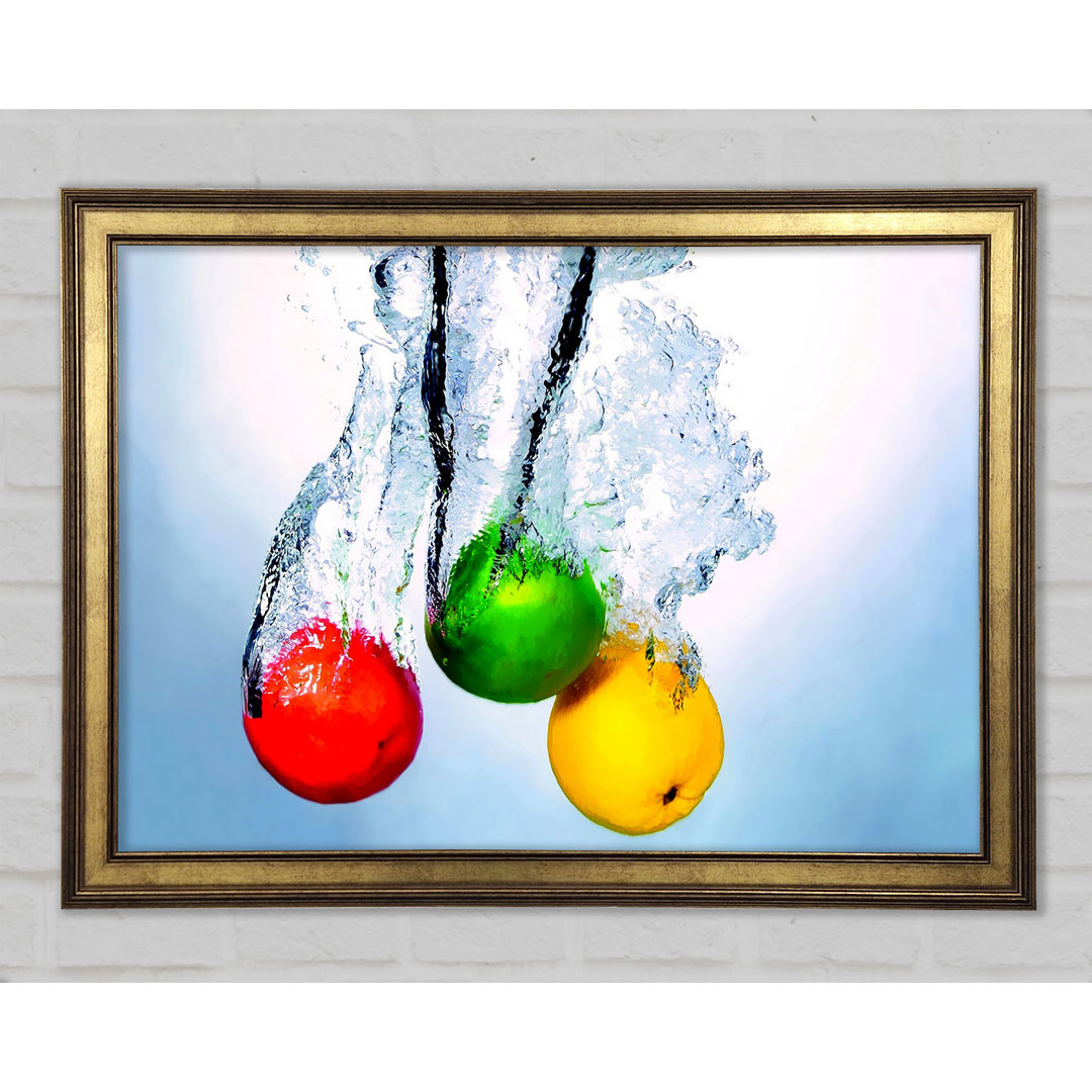 Fruit Trio Splash - Einzelner Bilderrahmen Kunstdrucke