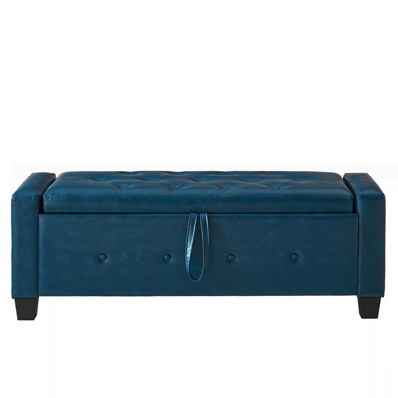48" Ottoman Bench with Storage, Blue