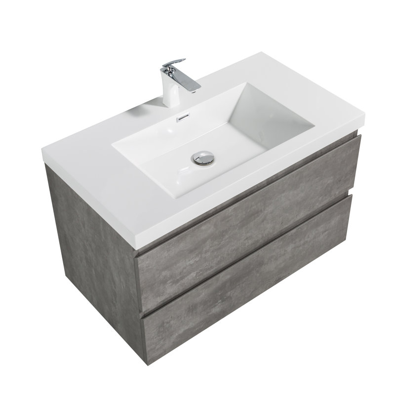 Ensemble de meuble-lavabo simple mural 35,3 "Hourani