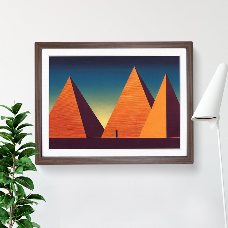 Attractive Pyramids - Single Picture Frame Print, 25cm H x 34cm W x 2cm D, Walnut